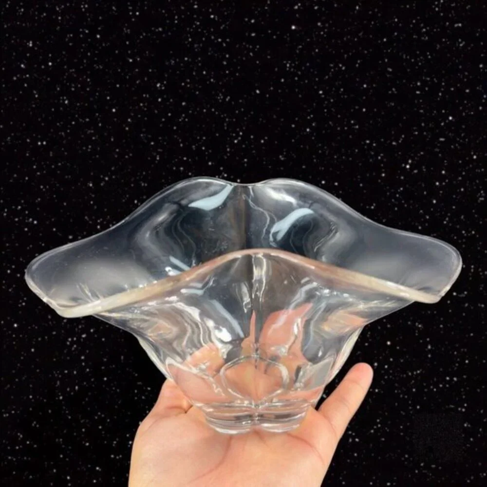 DUNCAN & MILLER Clear Canterbury Centerpiece Crimped Bowl Dish Wavy Top Vintage